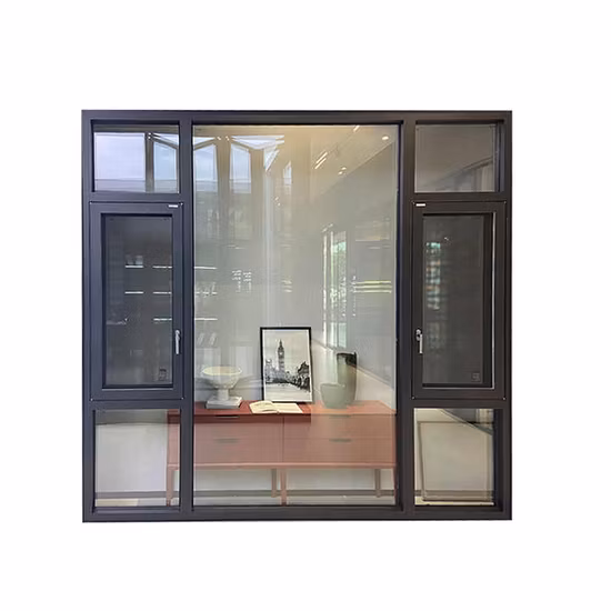 Rupture thermique Insonorisation Étanche Impression en bois Aluminium Fenêtre inclinable en aluminium Nouvelle conception de gril simple À battants Métal Bois Prix Fenêtres à battants